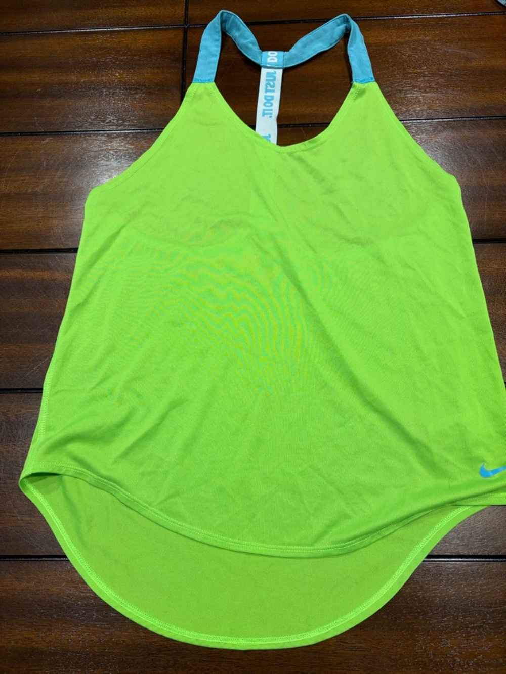 Nike Women's Lime Green Tank Top with Blue Straps